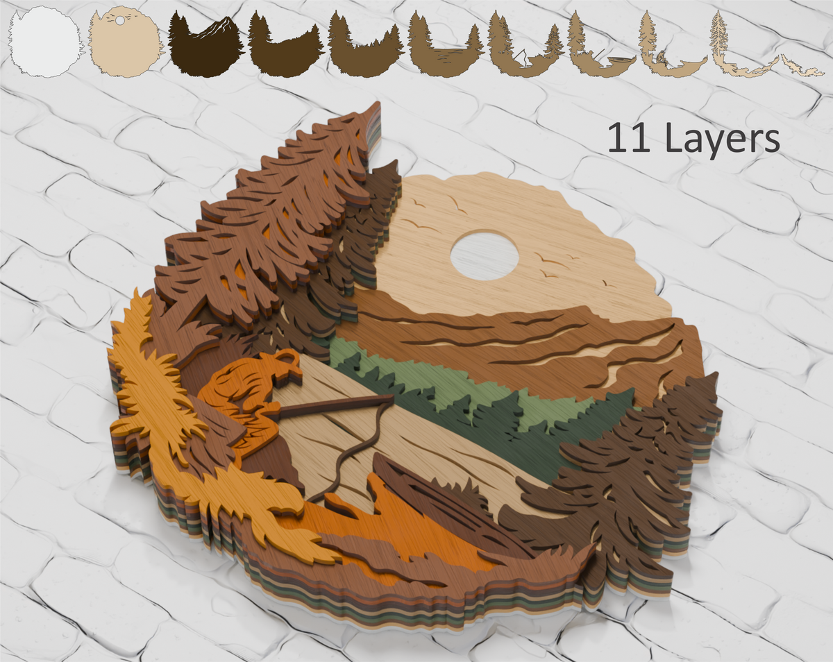 Multilayer fisherman laser cut file for Cricut

