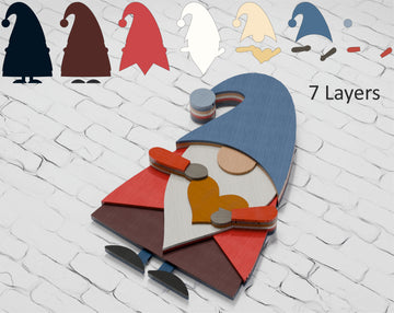 Multilayer gnome wood craft pattern

