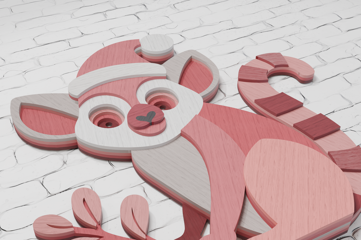 Multilayer lemur laser engraving design

