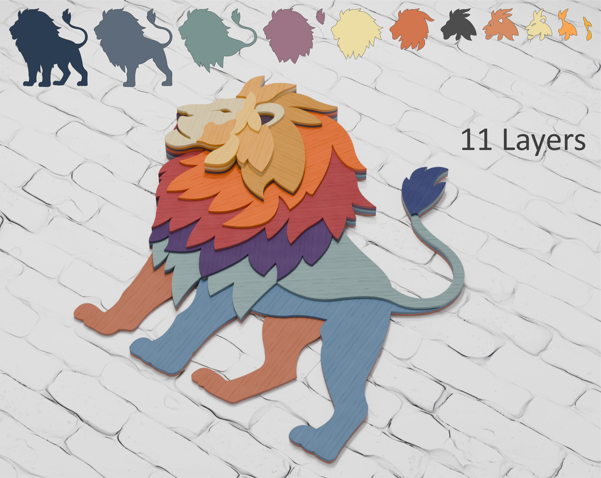Multilayer lion laser cut file for Cricut

