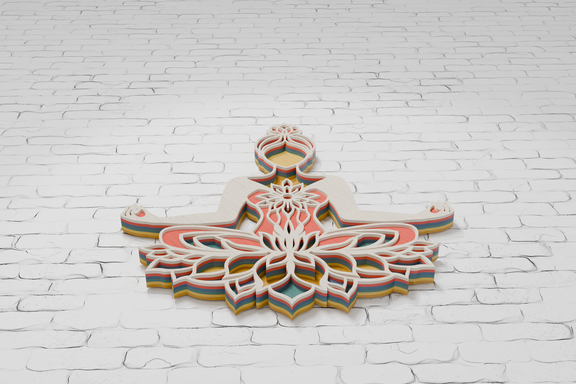 Multilayer lotus mandala yoga for plywood laser

