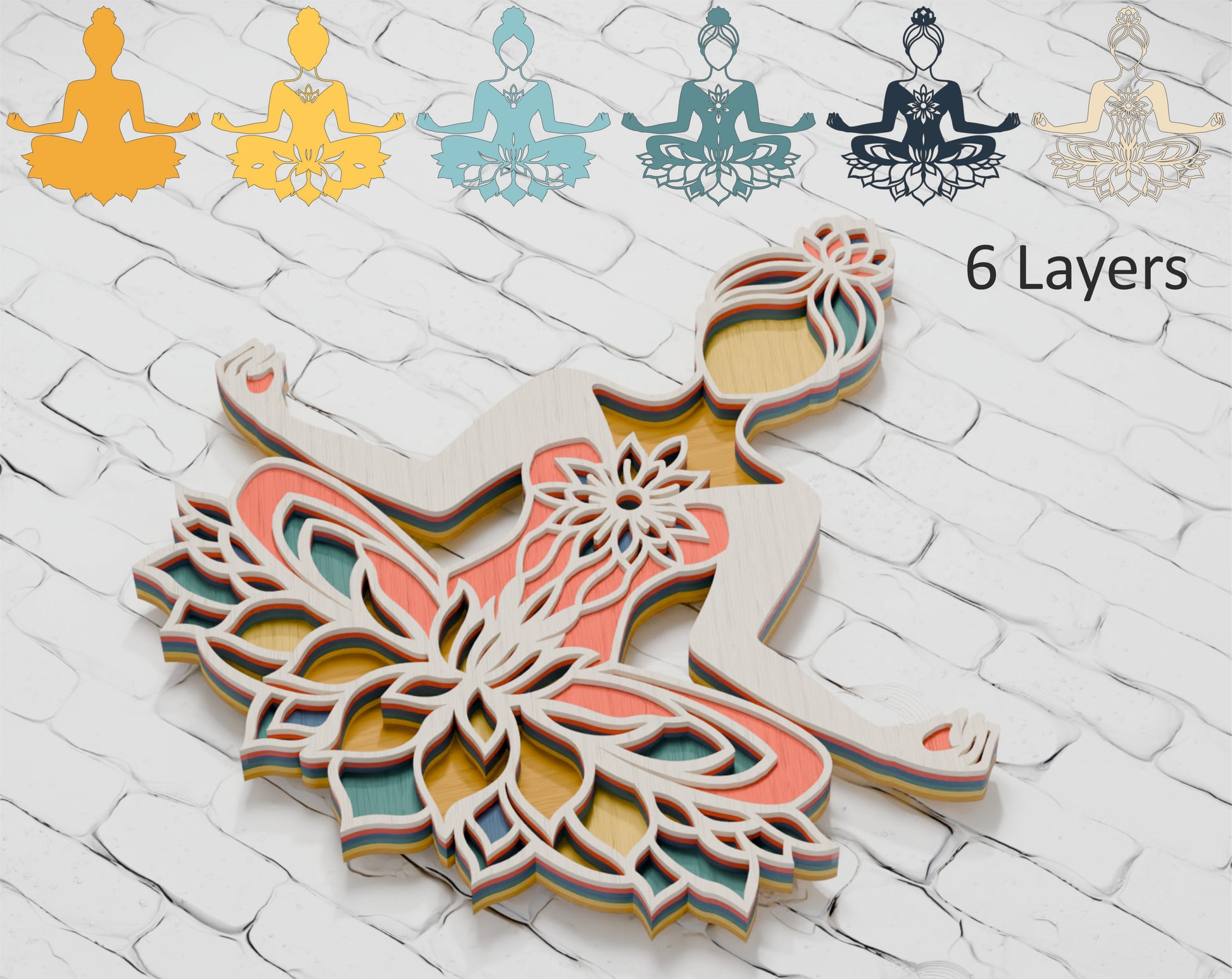 Multilayer lotus yoga mandala shadow box file


