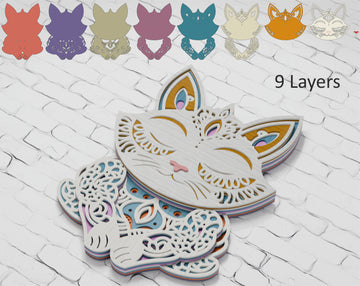 Multilayer mandala and meditating cat for Glowforge

