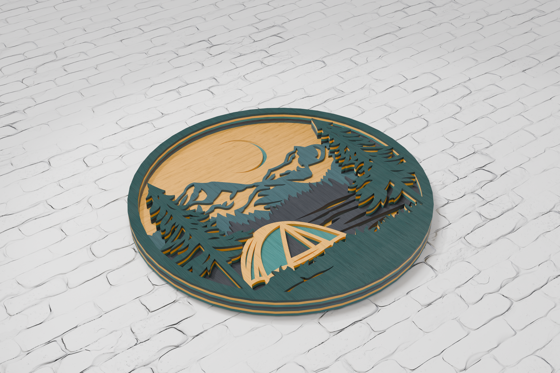 Multilayer mountain scene cricut silhouette

