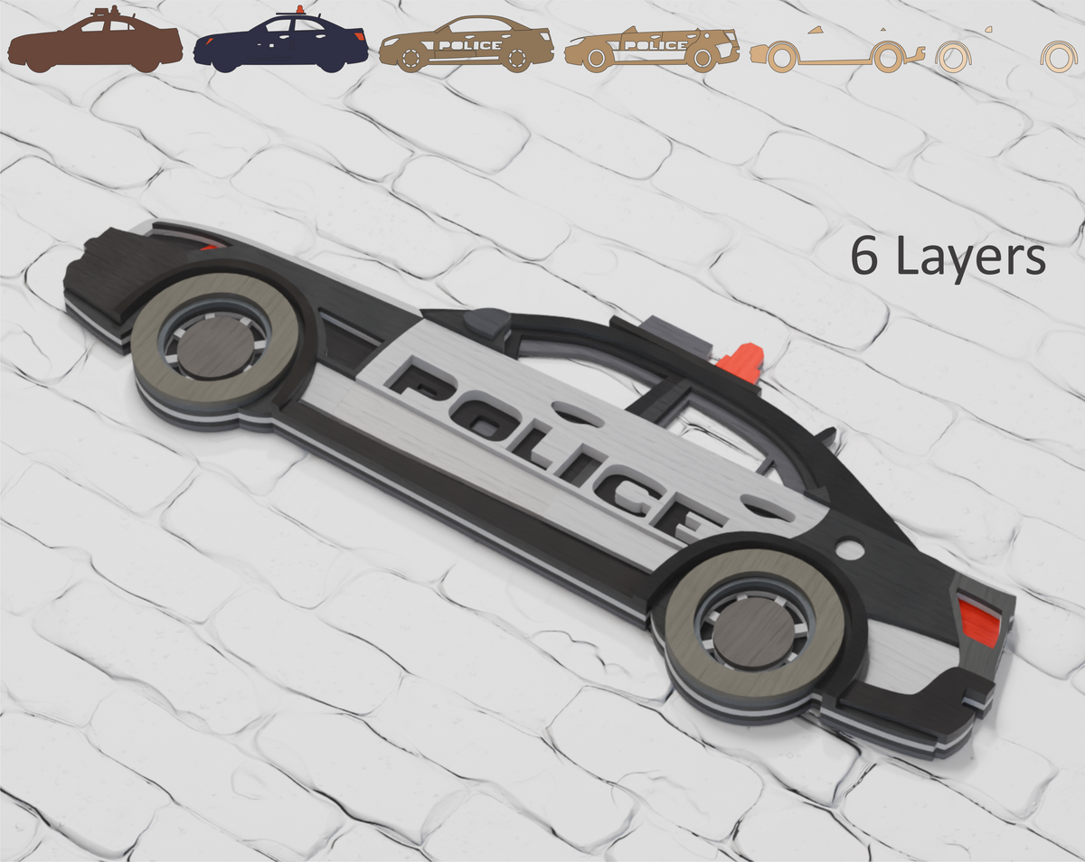 Multilayer police car laser cut file for Cricut

