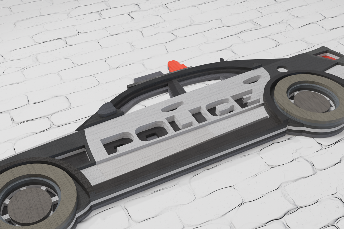 Multilayer police car laser engraving design

