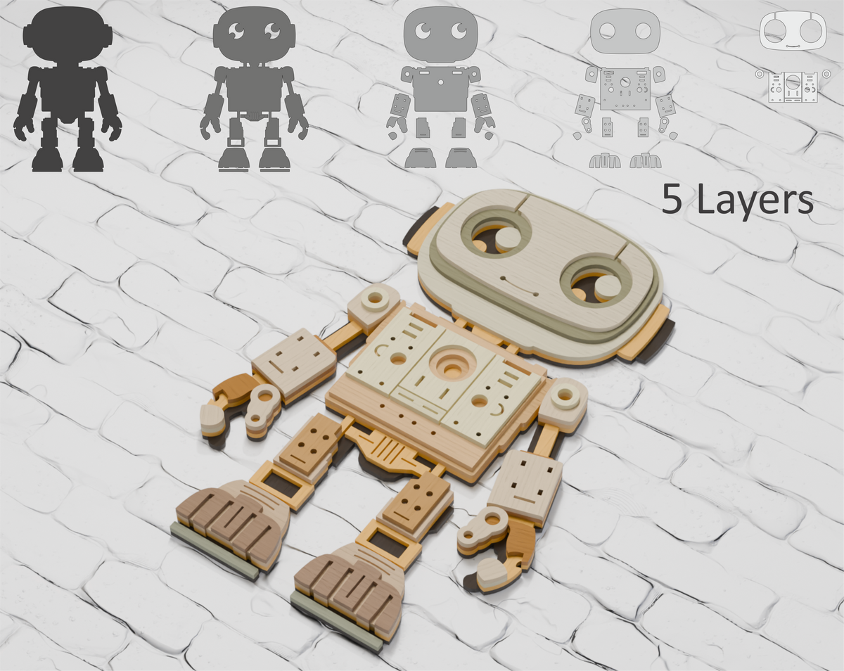 Multilayer robot laser cut file for Cricut

