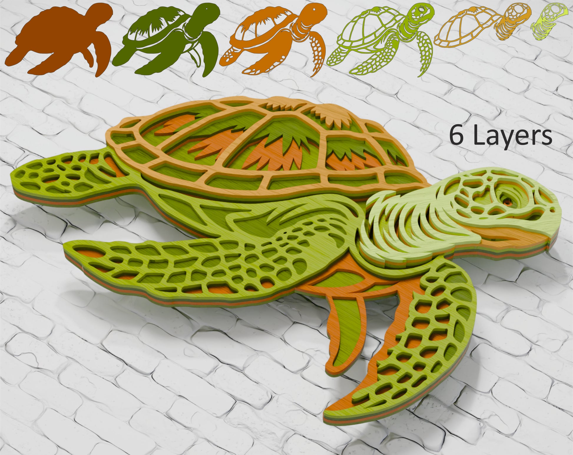 Multilayer sea turtle mandala shadow box file

