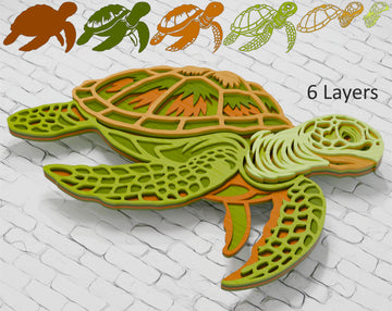 Multilayer sea turtle mandala shadow box file

