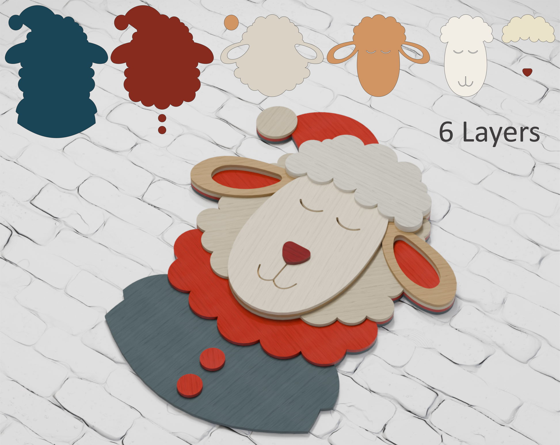 Multilayer sheep Santa laser cut file Cricut

