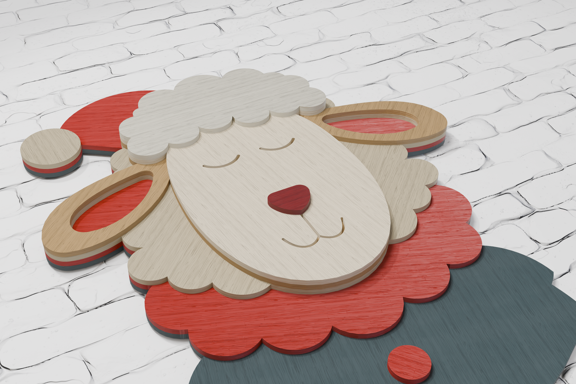 Multilayer sheep Santa laser engraving design

