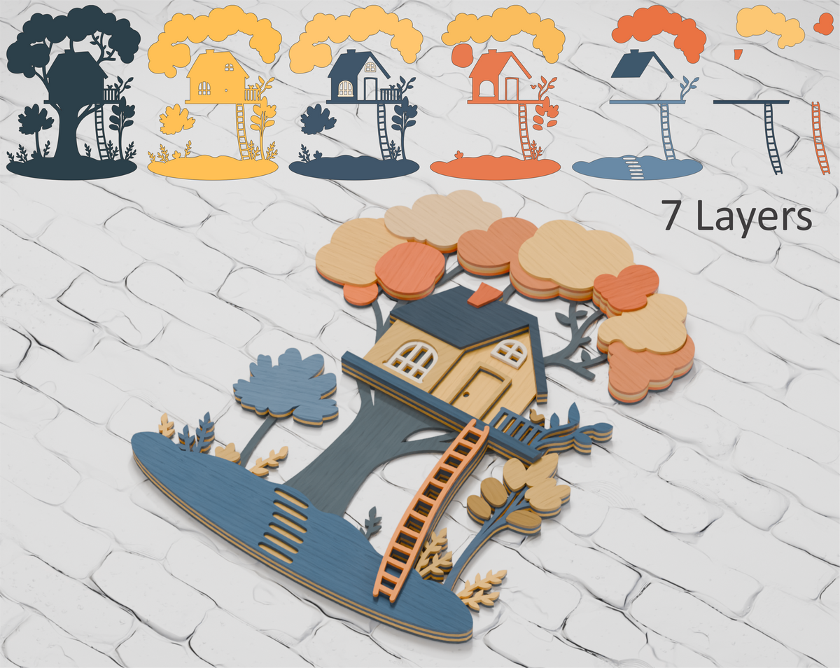 Multilayer treehouse laser cut file for Cricut

