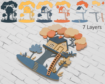 Multilayer treehouse laser cut file for Cricut

