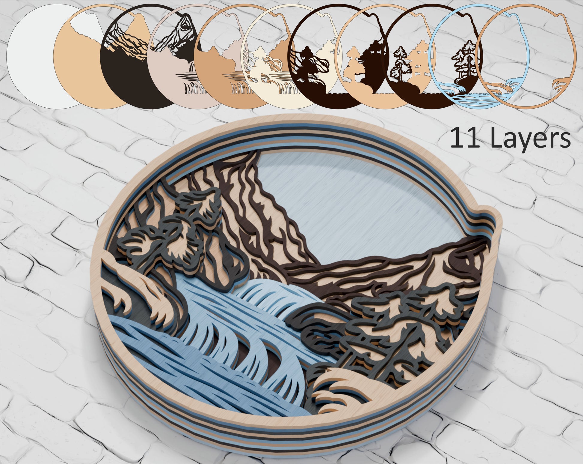Multilayer waterfall mandala laser cut file Cricut

