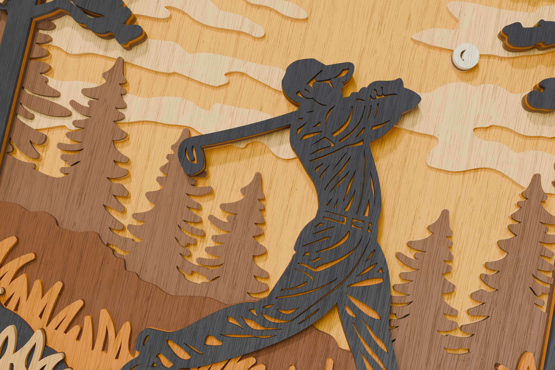 Multilayered Golfer Shadow Box digital file