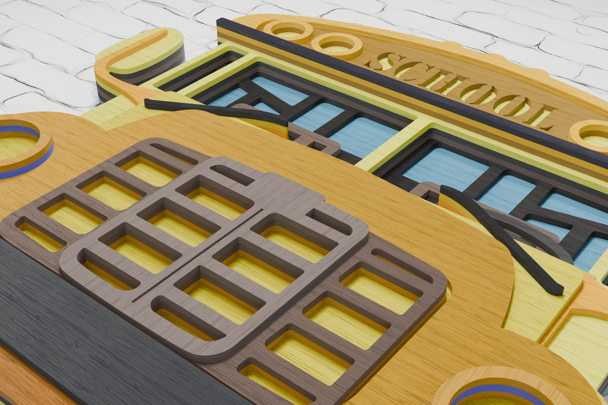 Multilayered School Bus Shadow Box digital file
