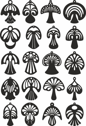 Mushroom Earring SVG Bundle - Laser Cut Files for Glowforge & Xtool (Wood, Leather & Acrylic Jewelry Templates, DXF/SVG)