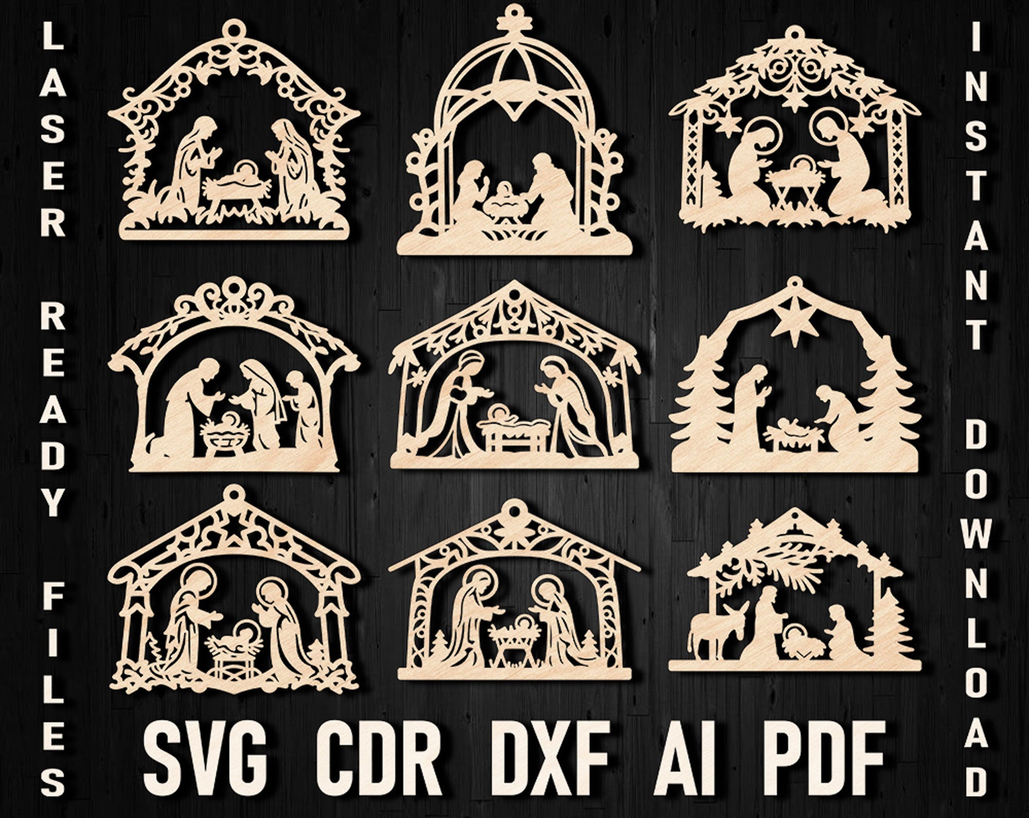 Nativity Scene laser cut svg ornament