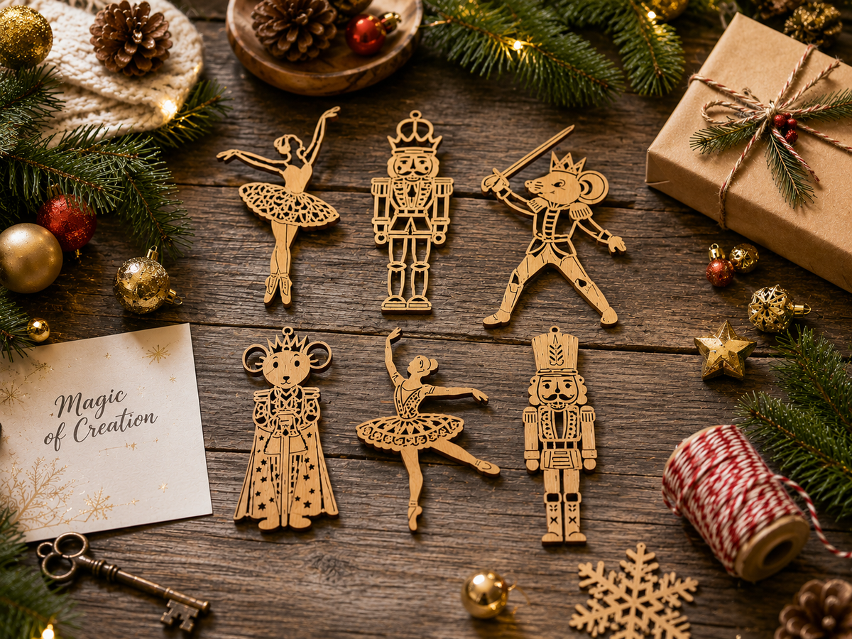 Nutcracker Ornaments SVG layered shadow box for Glowforge

