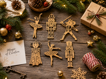 Nutcracker Ornaments SVG layered shadow box for Glowforge


