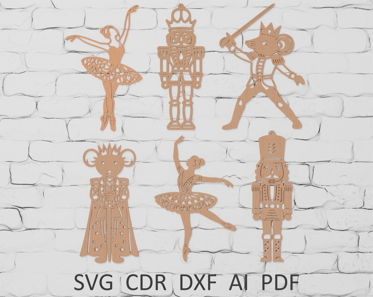 Nutcracker ornaments SVG bundle with DXF PDF CDR AI formats

