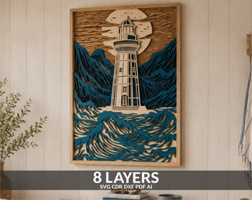 Ocean lighthouse laser art vector files for xTool