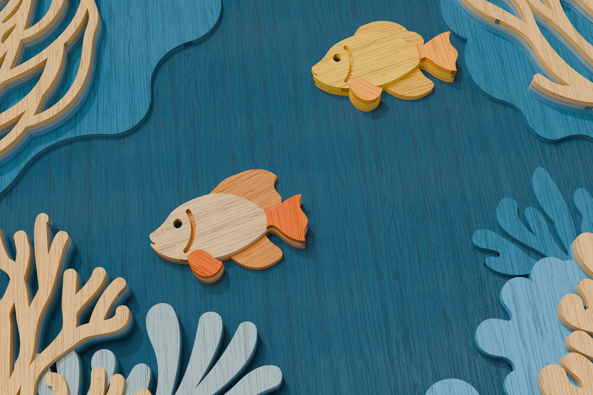 Ocean scene Glowforge ready vector file

