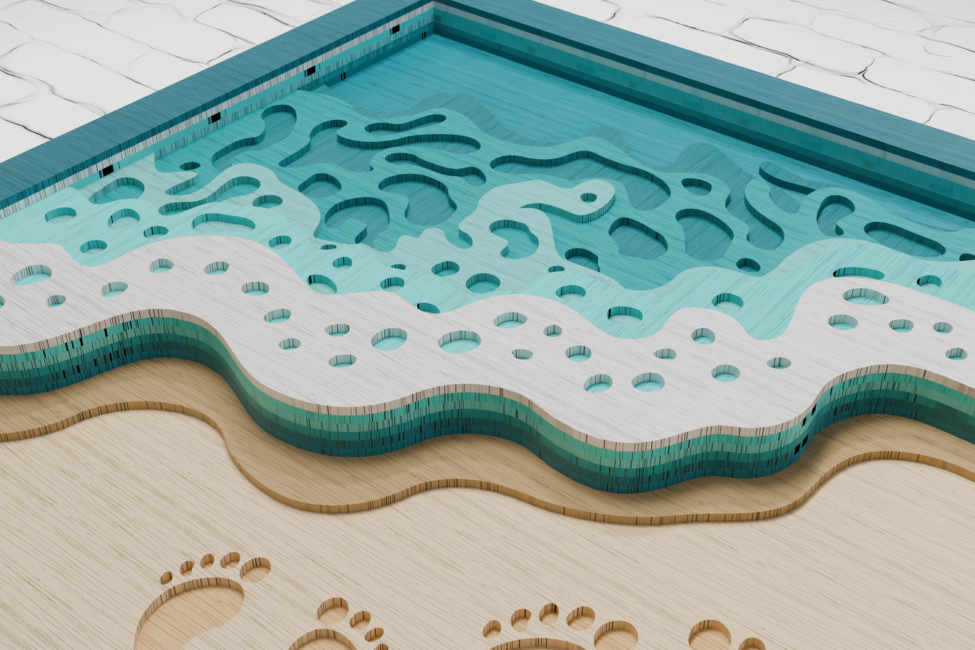 Ocean sunset shadow box template digital

