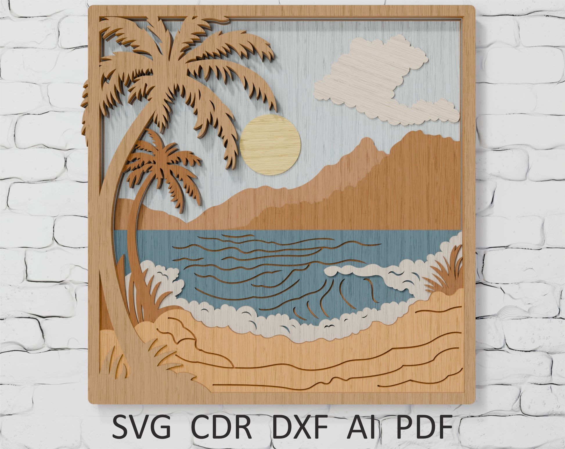 Ocean wave beach mandala SVG vector design cut on Cricut machine