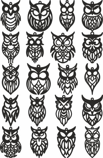 Owl Earrings SVG Bundle - Laser-Ready Bird Jewelry Templates for Glowforge & Laser Cutters DXF/PDF/AI Files