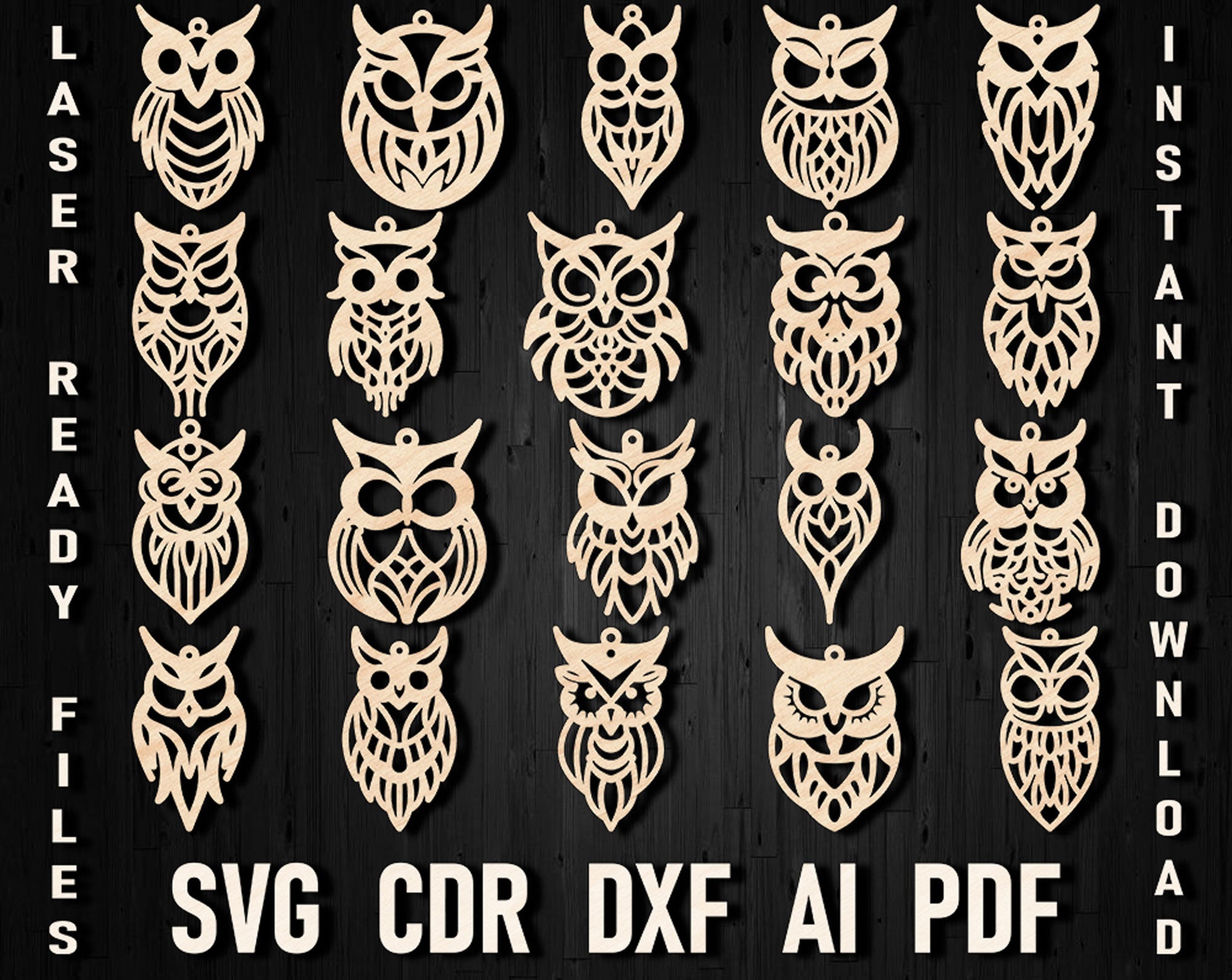 Owl laser cut earrings