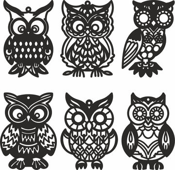 Owl Christmas Ornaments SVG Bundle: Laser Cut Files for Glowforge, Cricut & Silhouette – Nordic Xmas Decor (DXF/CDR)