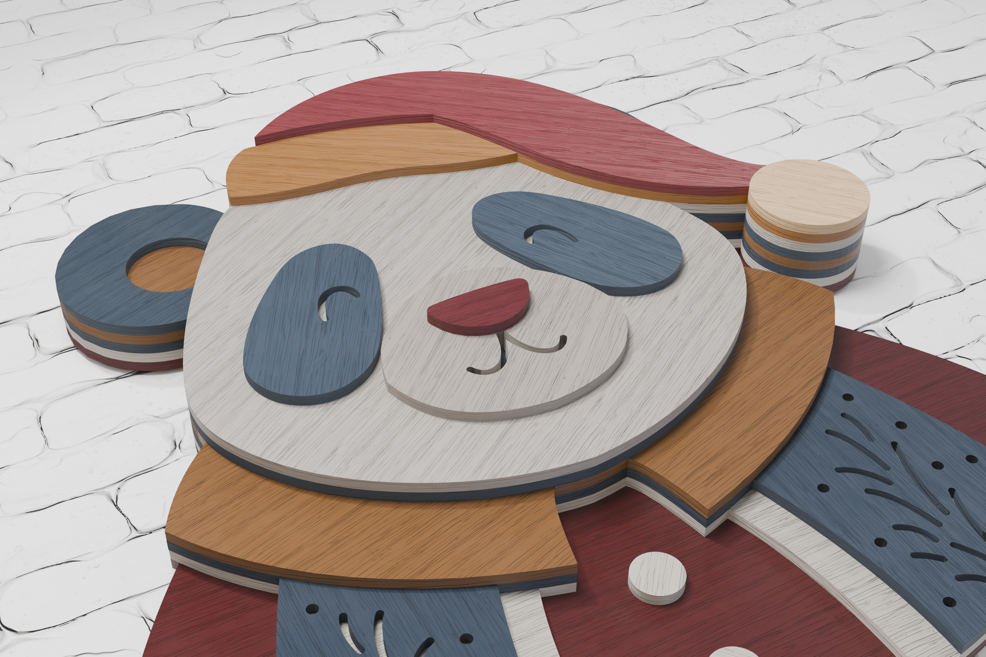 Panda Christmas Santa plywood laser cut