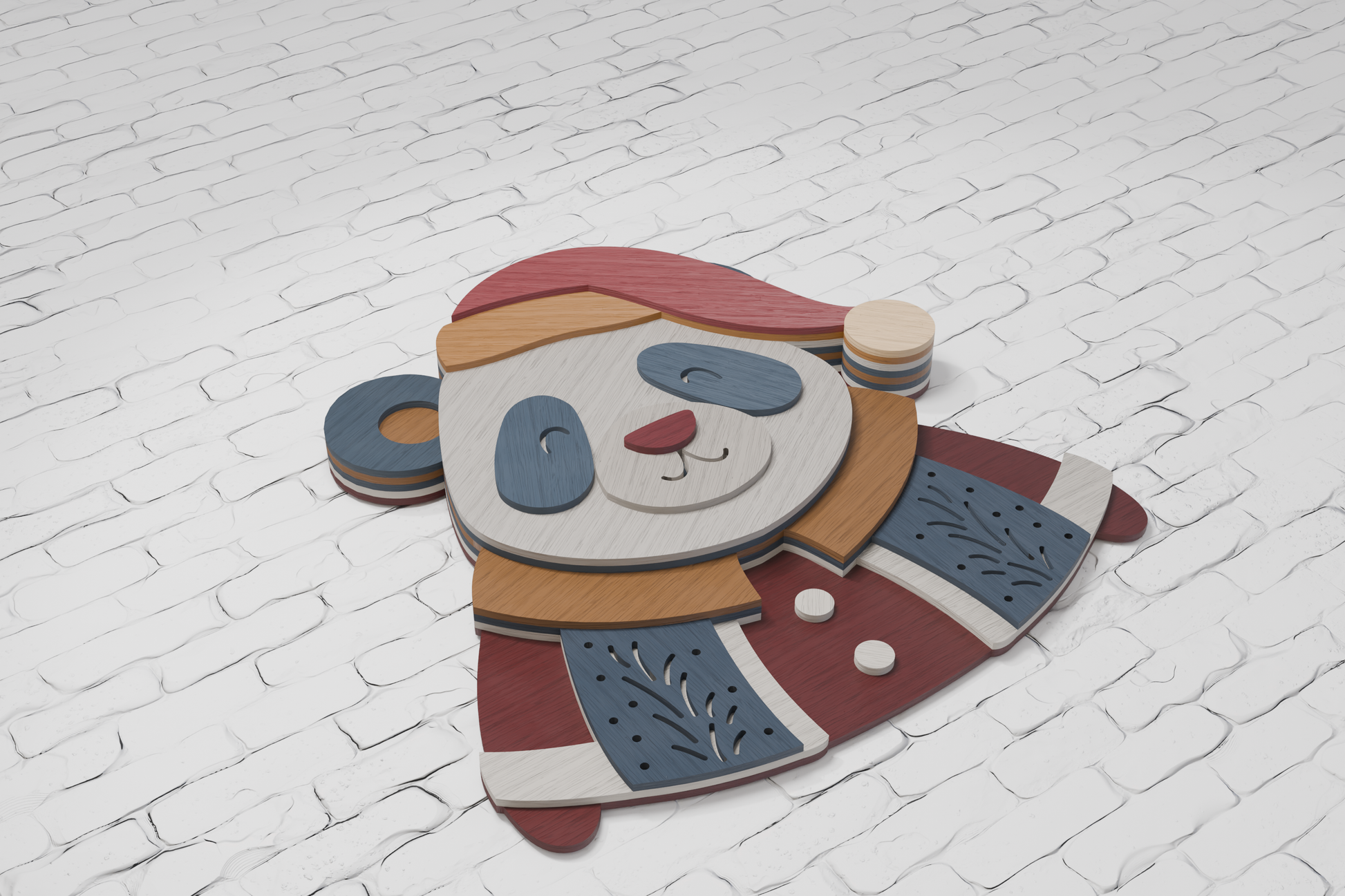 Panda Christmas Santa shadow box SVG