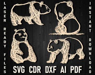 Laser Cut Panda Tree SVG/DXF Files – Glowforge, CNC & Plasma Cut Templates, Forest-Style Wall Panels