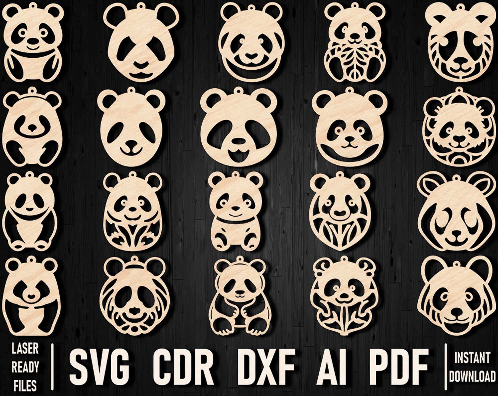 Panda wooden laser cutting template