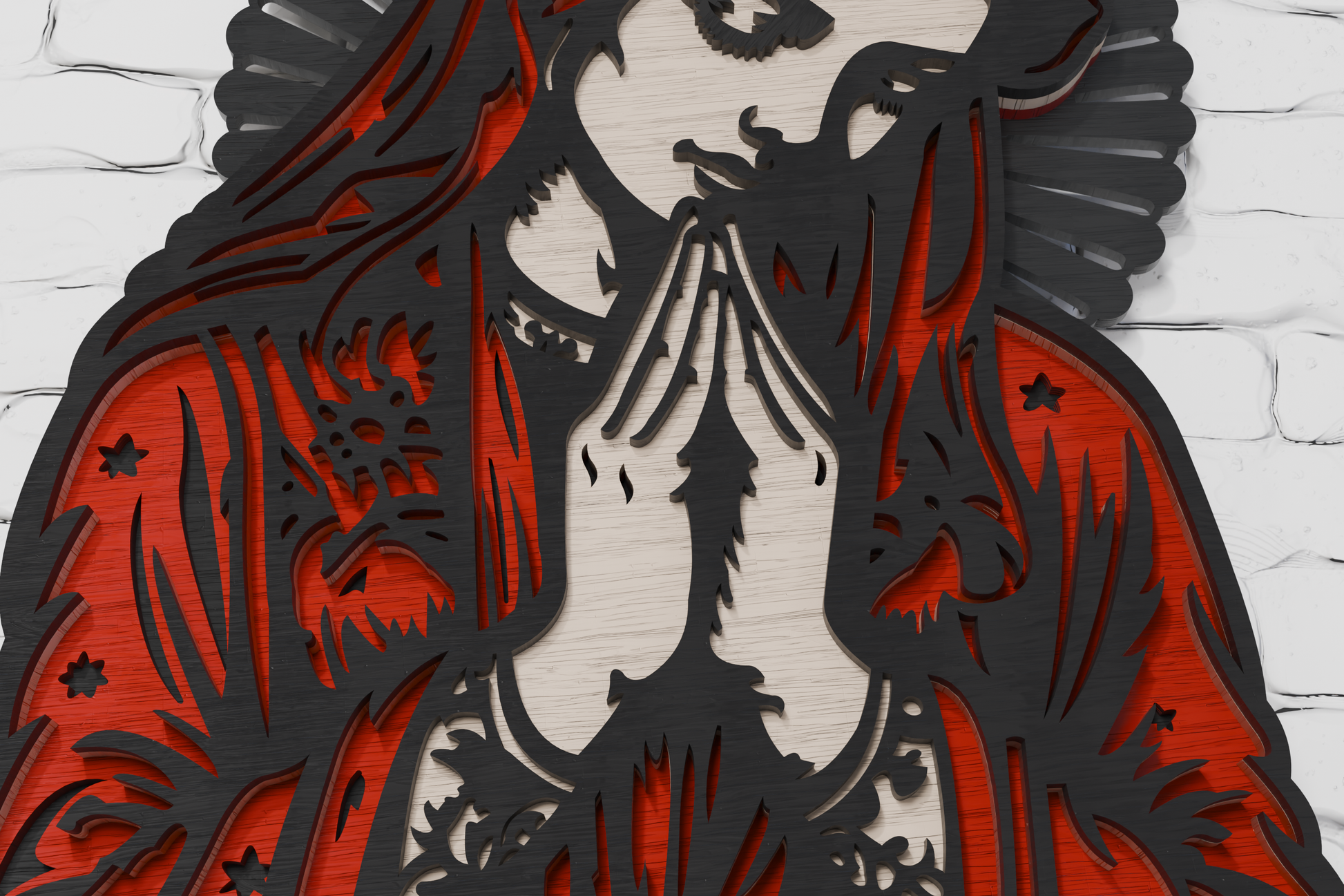 Paper shadow box diy praying girl design