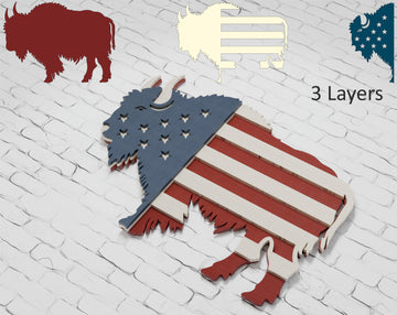 Patriotic Buffalo Flag Layered Design

