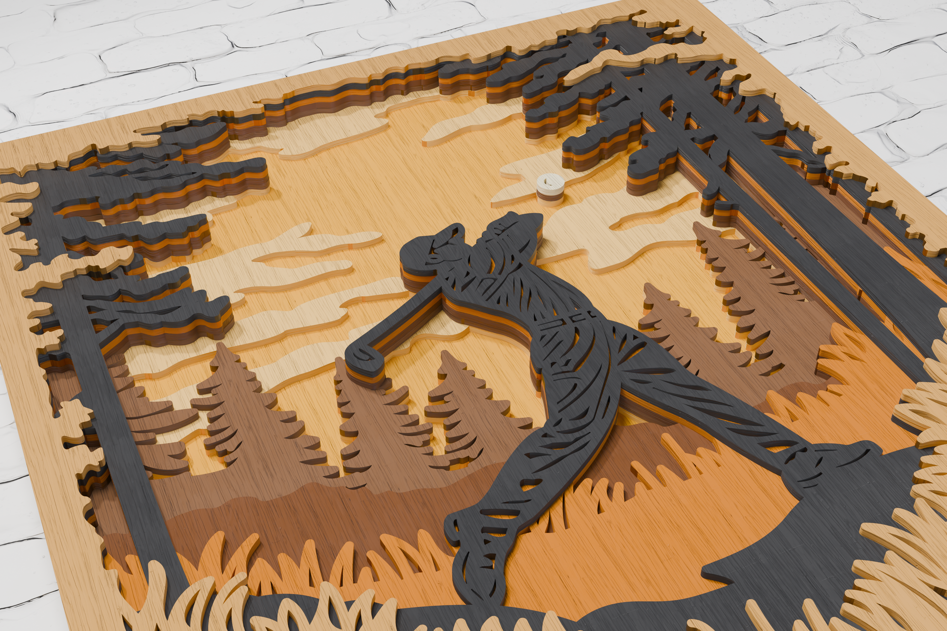 Patriotic Golf Player multilayer SVG for paper plywood