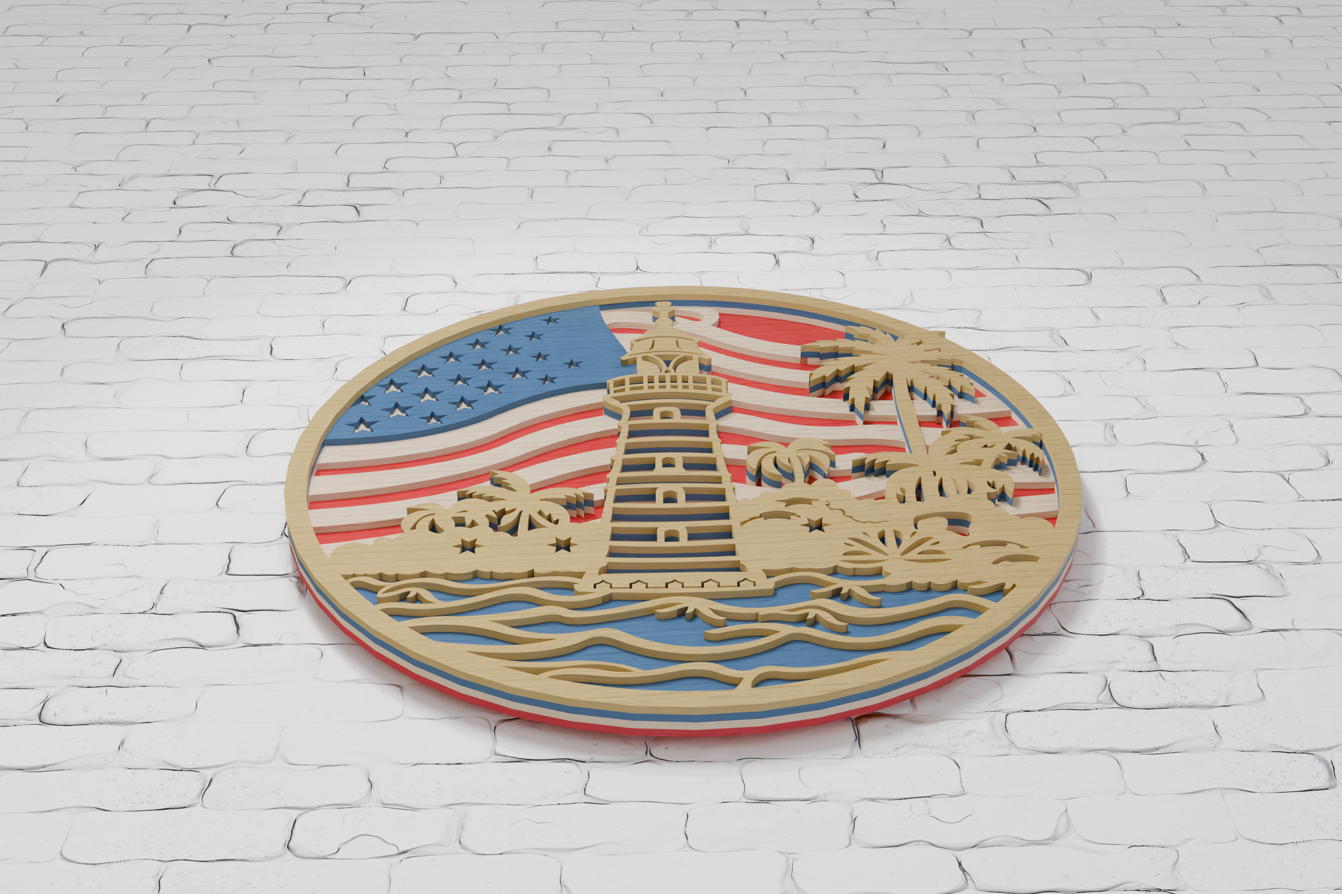 Patriotic Lighthouse Multilayer SVG design
