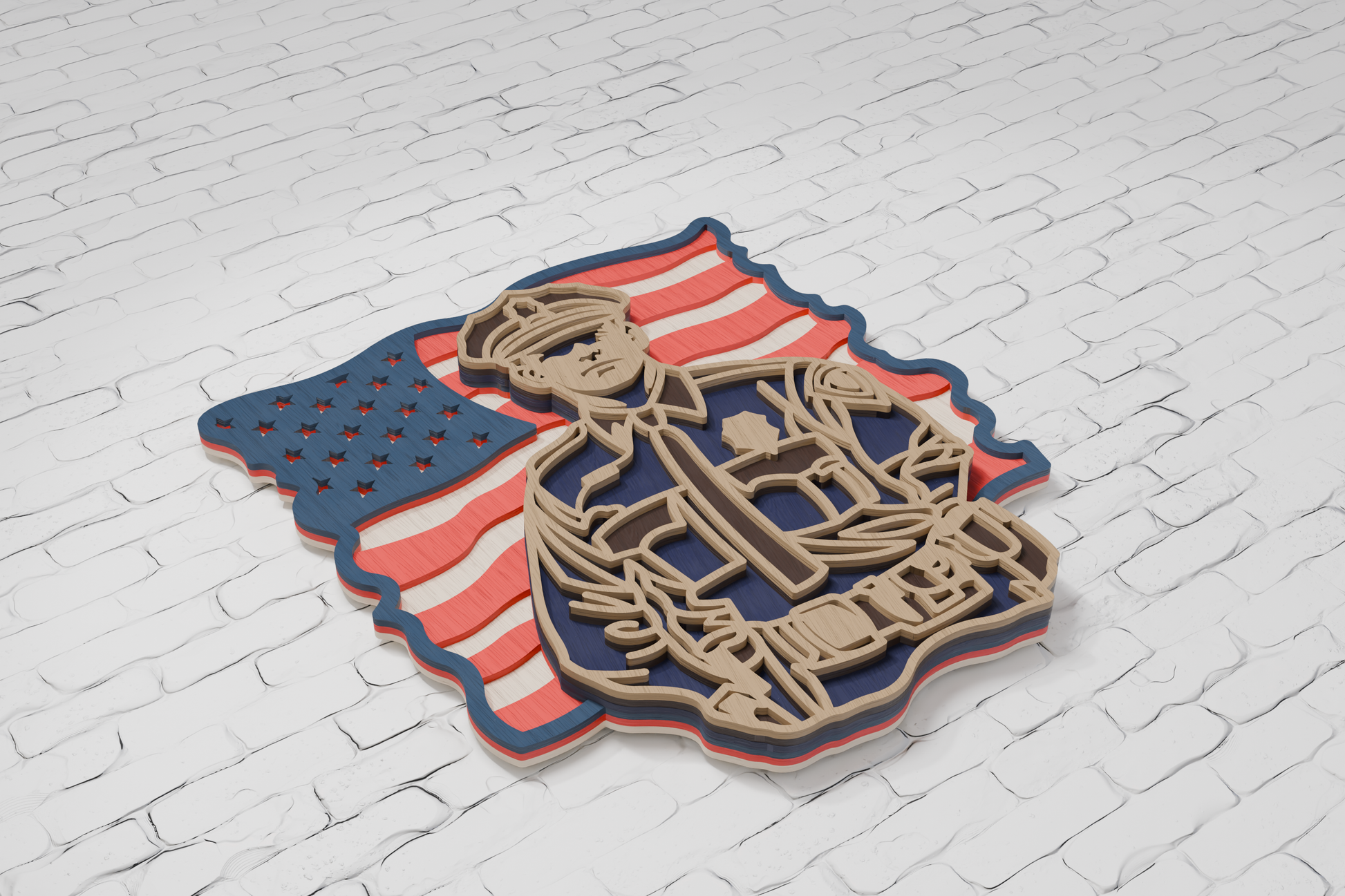 Patriotic Police Shadow Box Design

