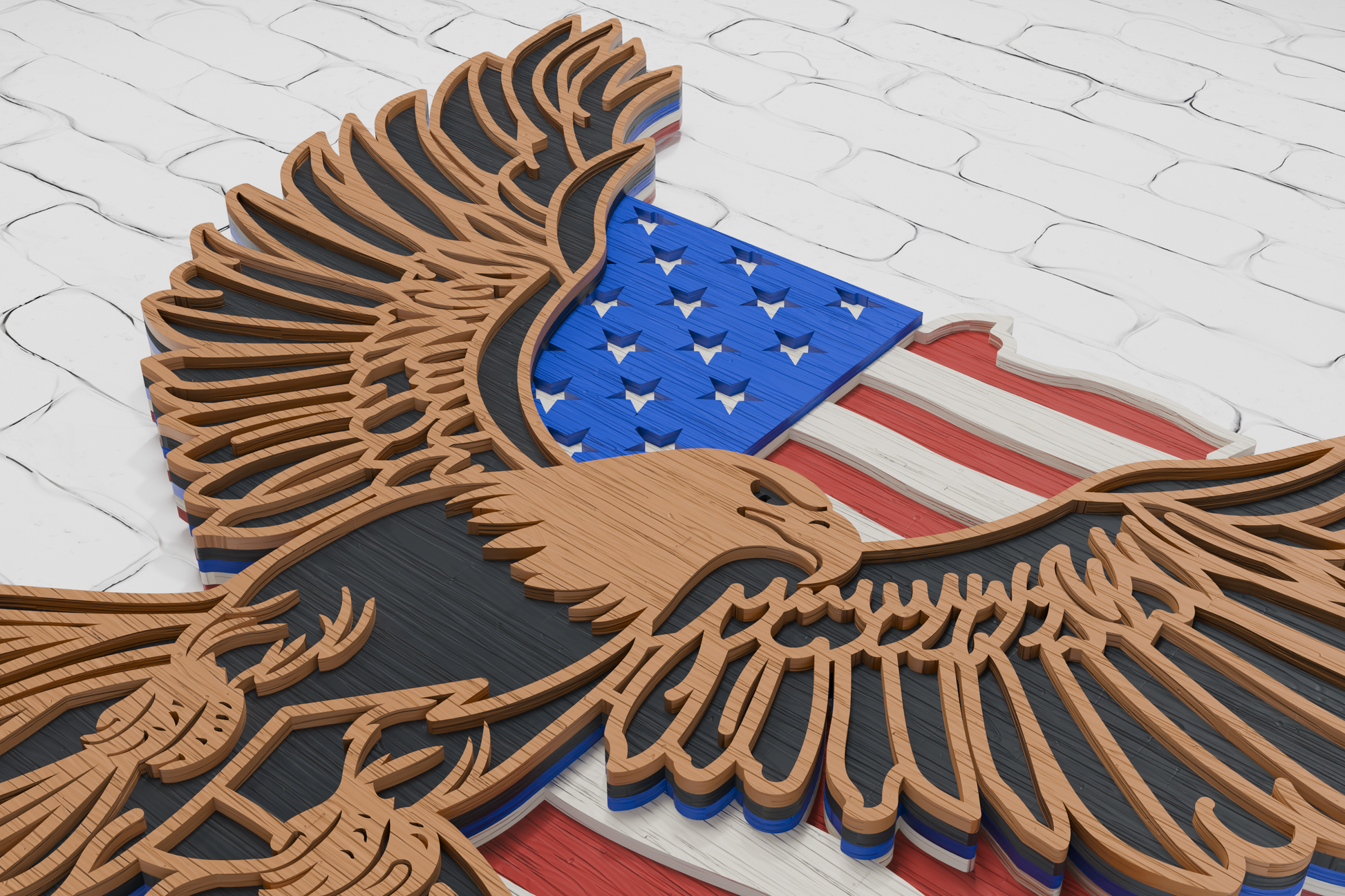 Patriotic eagle shadow box laser cut file for Cricut Maker

