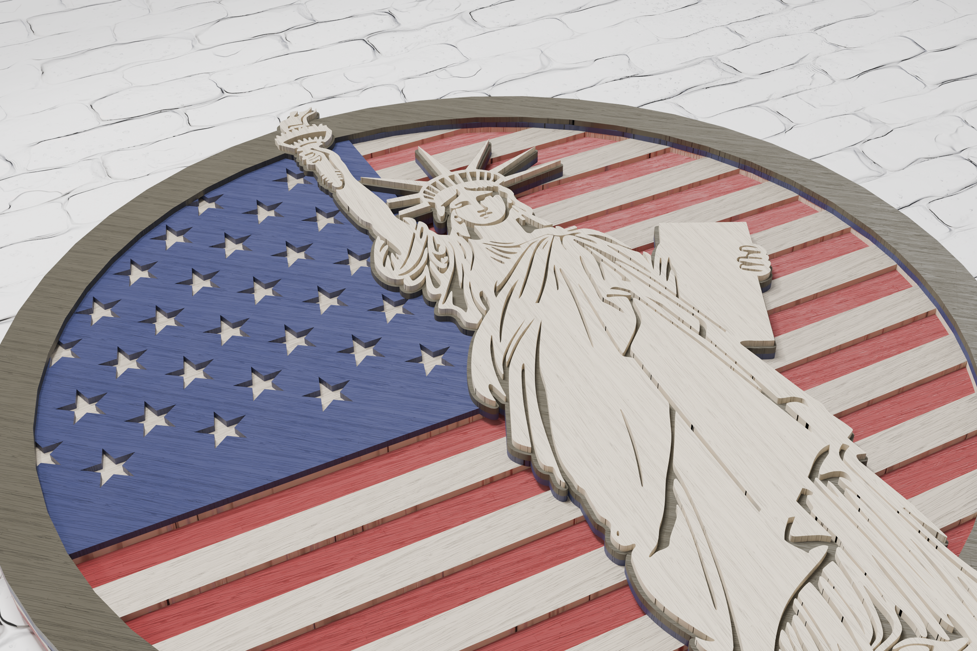 Patriotic shadow box multilayer SVG Statue of Liberty digital file