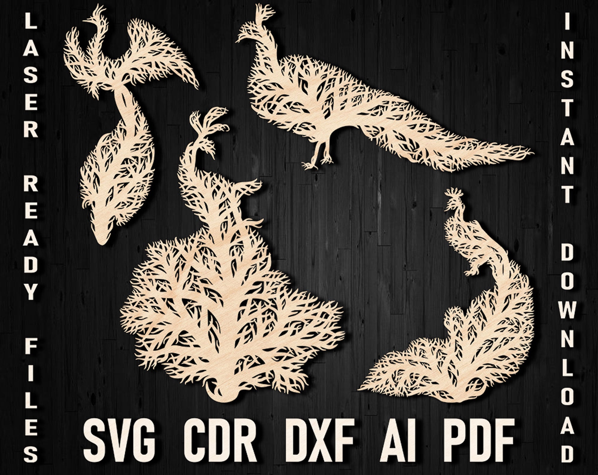 Peacock laser wall decor idea