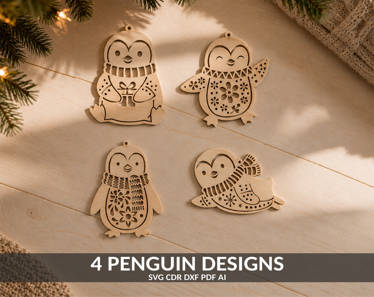 Penguin Christmas Ornament Multilayer SVG File