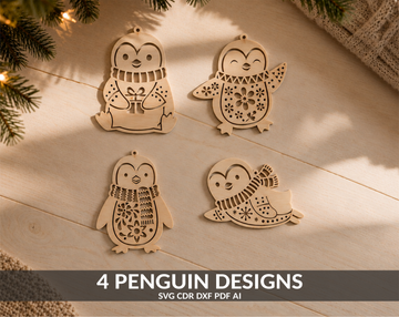 Penguin Christmas Ornament Multilayer SVG File