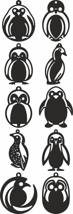 Penguin Laser Cut Earrings SVG Bundle - Festive Glowforge & Cricut Files Winter Silhouette, DXF, Instant Download