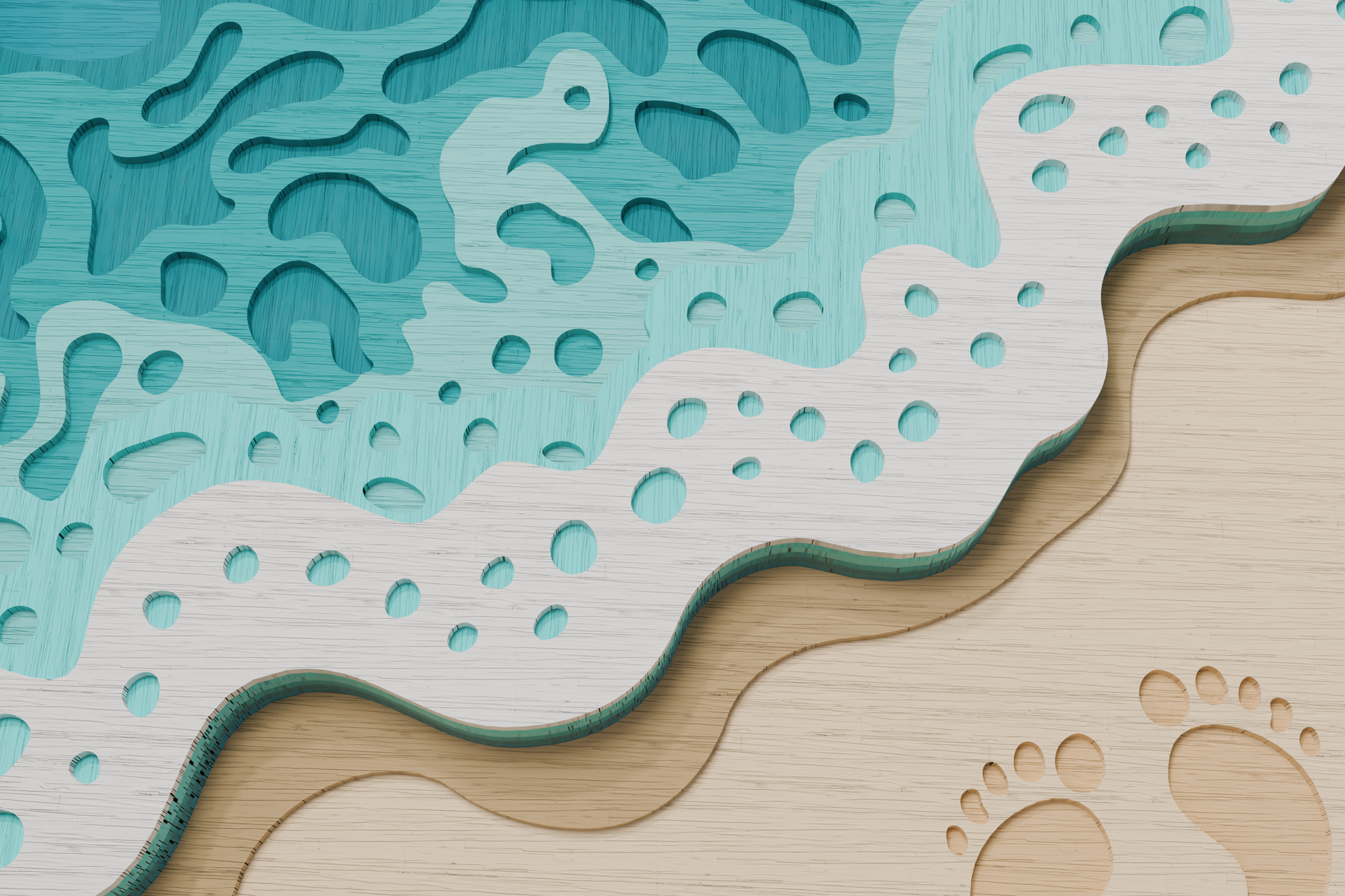 Plywood beach shadow box laser cut

