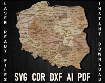 Poland Map Svg File For Laser Cutting And Engraving