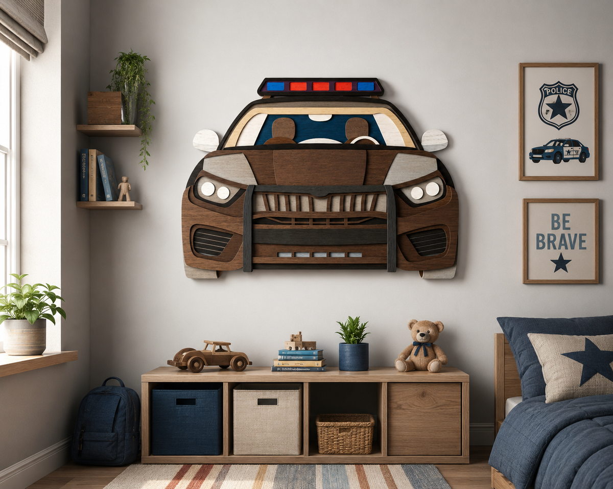 Police Car layered SVG DXF Glowforge